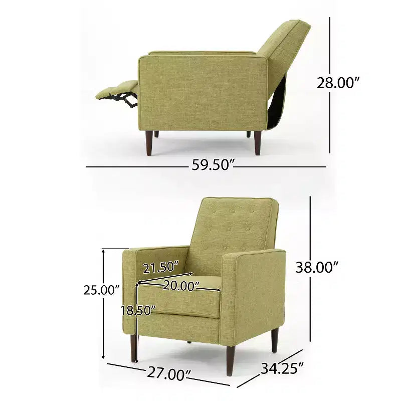 GDFStudio Mason Mid-Century Modern Tufted Pushback Recliners