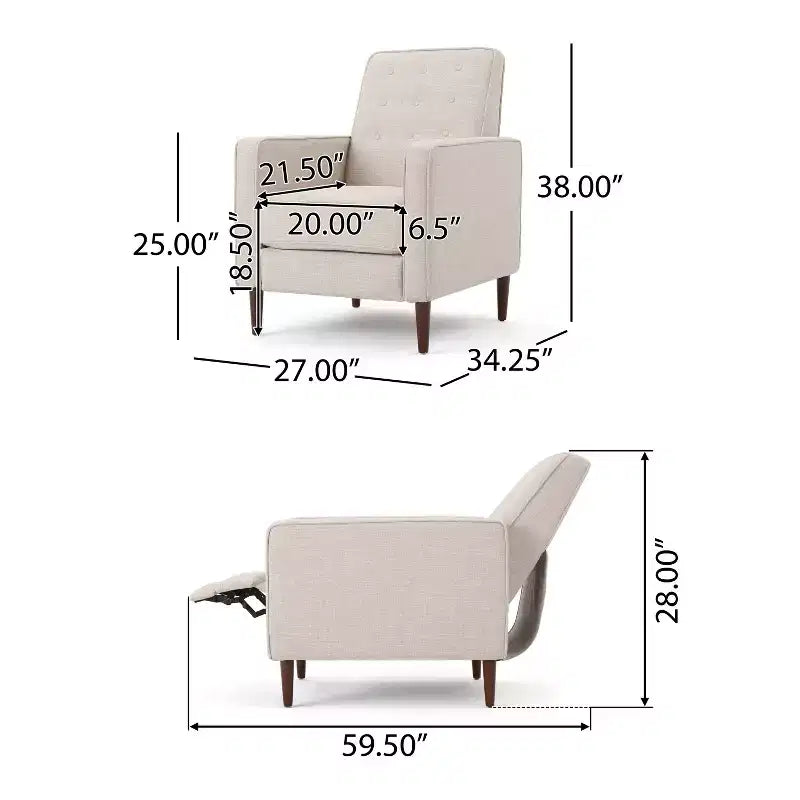 GDFStudio Mason Mid-Century Modern Tufted Pushback Recliners