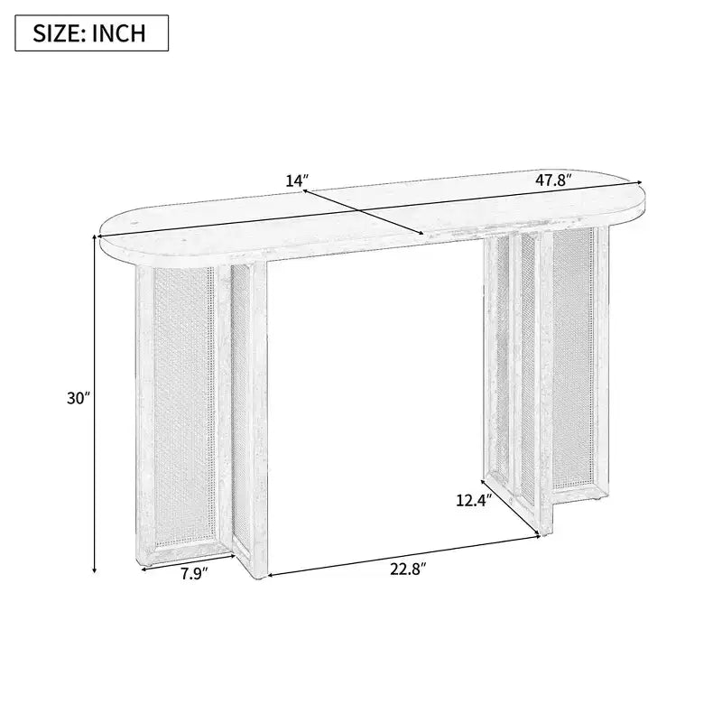 MAYEERTY Rattan Console Table Narrow with Storage for Living Room Hallway Espresso