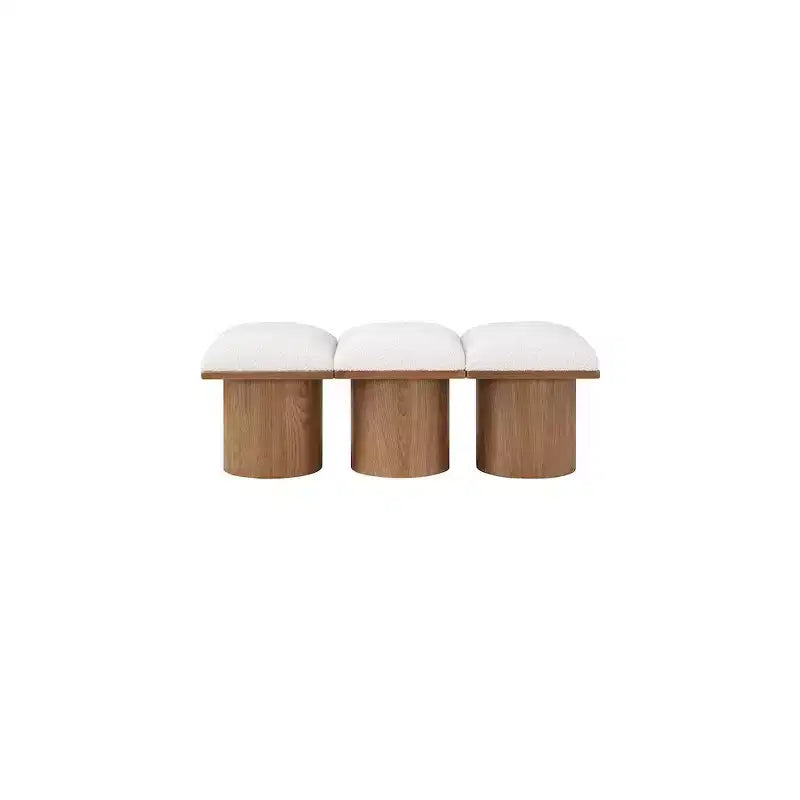 Meridian Furniture,Pavilion Cream Boucle Fabric Bench