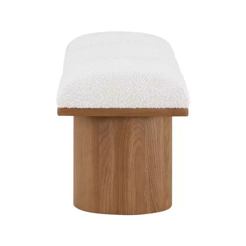 Meridian Furniture,Pavilion Cream Boucle Fabric Bench