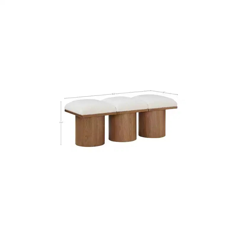 Meridian Furniture,Pavilion Cream Boucle Fabric Bench