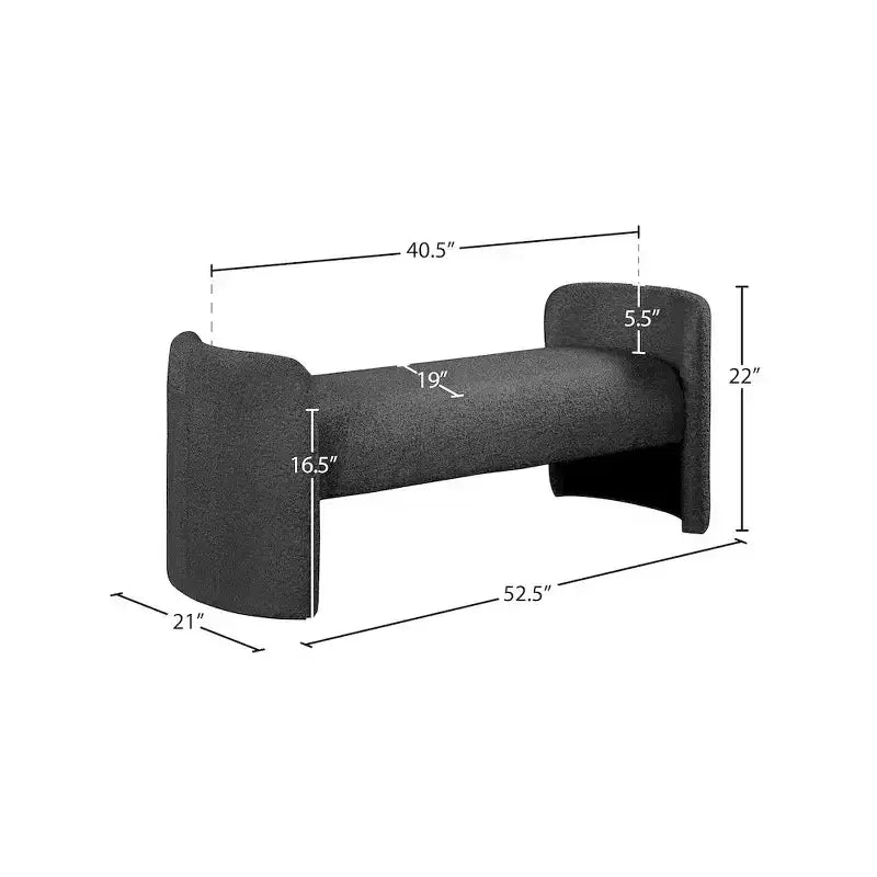 Meridian Furniture,Peyton Black Boucle Fabric Bench