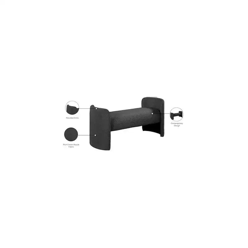 Meridian Furniture,Peyton Black Boucle Fabric Bench