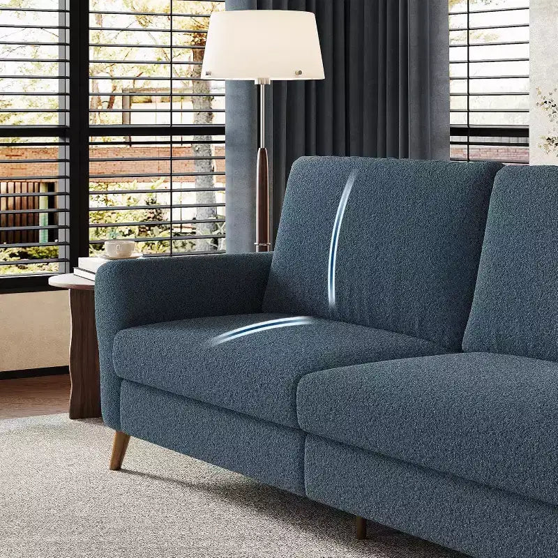 Acekool Boucle Loveseat - Modern 3-Seater Sofa with Wooden Legs, Plush Cushions & Streamlined Armrests