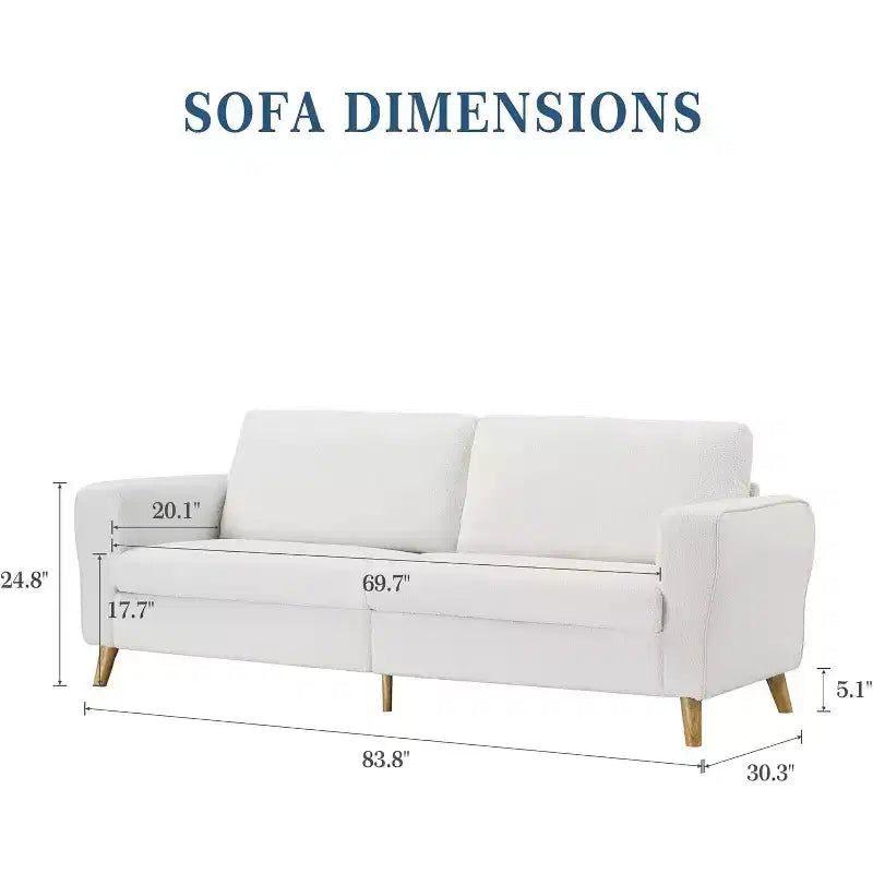 Acekool Boucle Loveseat - Modern 3-Seater Sofa with Wooden Legs, Plush Cushions & Streamlined Armrests