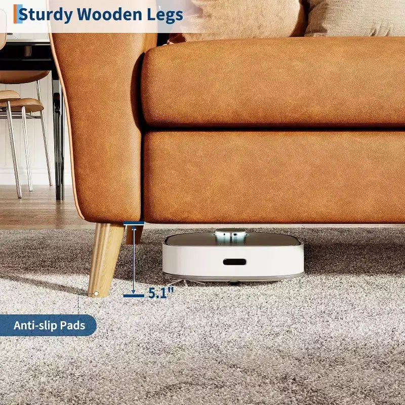 Acekool Boucle Loveseat - Modern 3-Seater Sofa with Wooden Legs, Plush Cushions & Streamlined Armrests