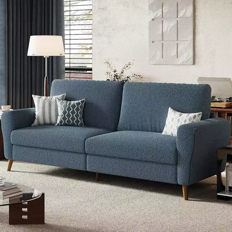 Acekool Boucle Loveseat - Modern 3-Seater Sofa with Wooden Legs, Plush Cushions & Streamlined Armrests