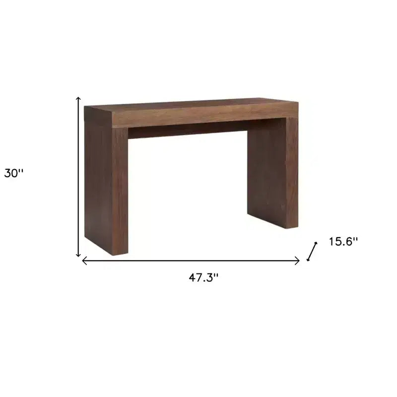 HomeRoots 47 Brown Wood Block Console Table