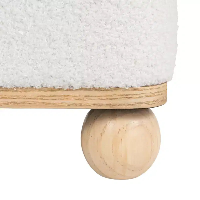 Storied Home Square Boucle Upholstered Ottoman, Cream