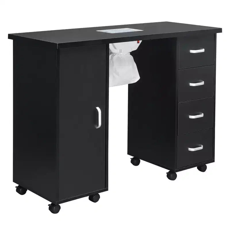 Karlhome Black Professional Nail Table with Fan and 4 Drawers