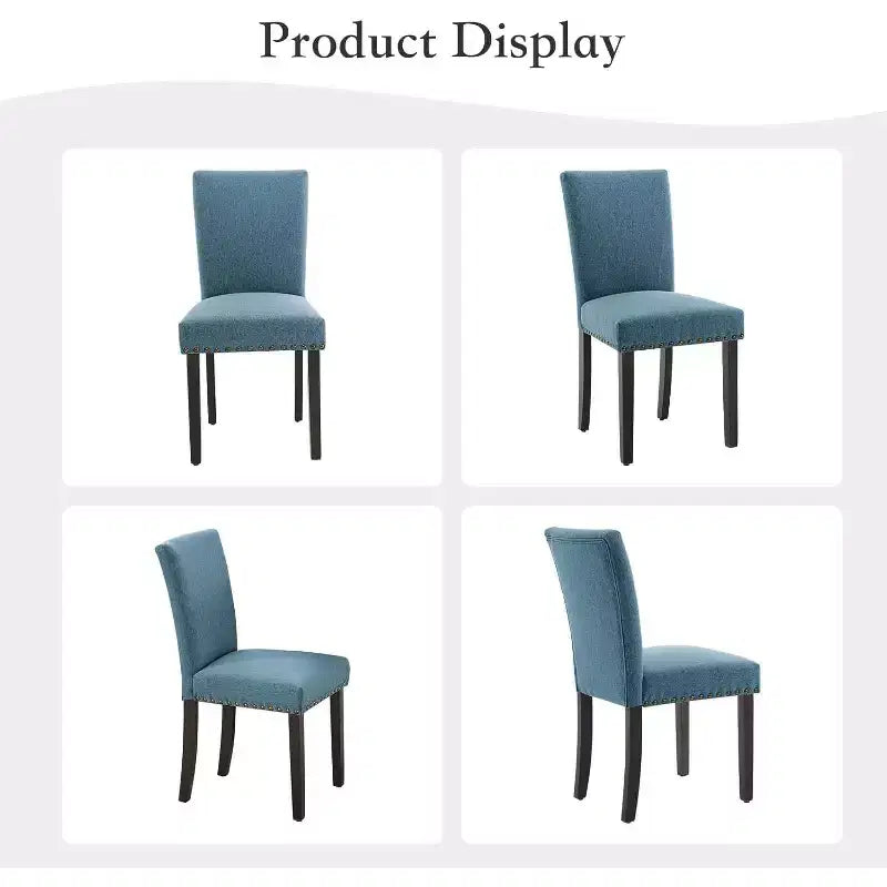 Dining Chairs Set of 2, Upholstered Diner Room Chair Sets, Fabric Kitchen Chairs with Nailhead Wood Legs and Padded Cushion, for Living Room