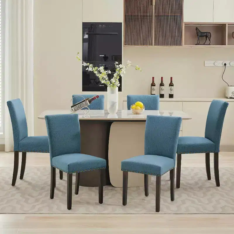 Dining Chairs Set of 2, Upholstered Diner Room Chair Sets, Fabric Kitchen Chairs with Nailhead Wood Legs and Padded Cushion, for Living Room