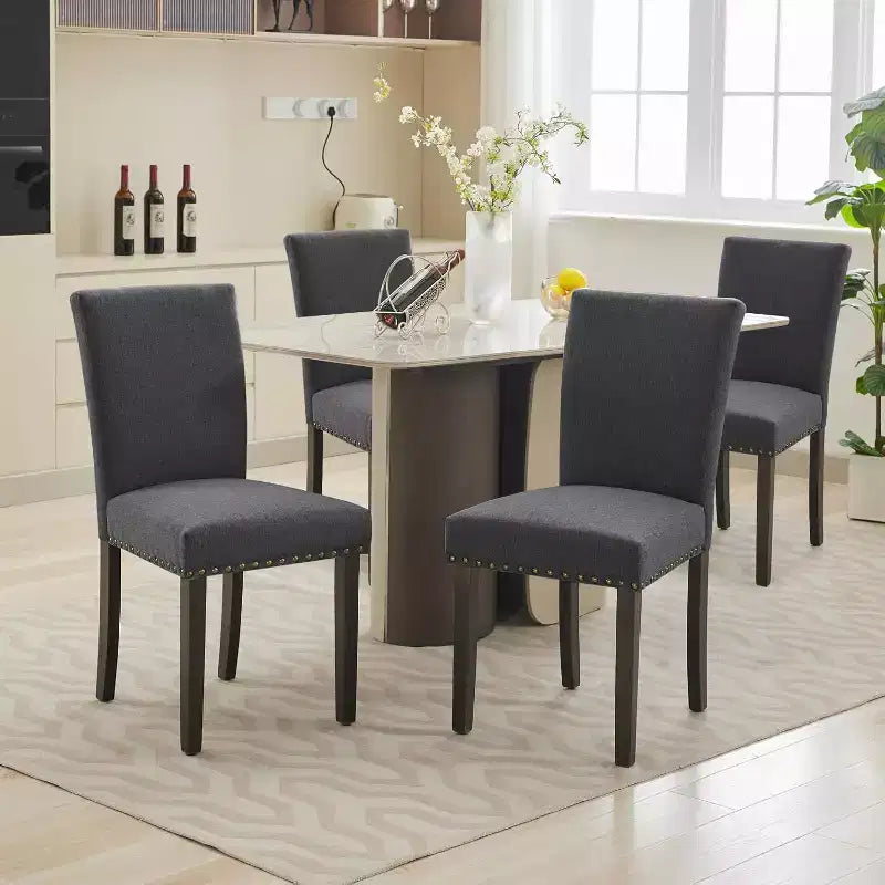 Dining Chairs Set of 2, Upholstered Diner Room Chair Sets, Fabric Kitchen Chairs with Nailhead Wood Legs and Padded Cushion, for Living Room