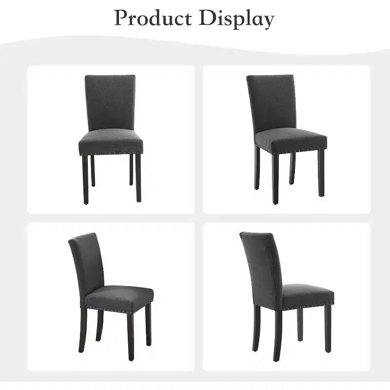 Dining Chairs Set of 2, Upholstered Diner Room Chair Sets, Fabric Kitchen Chairs with Nailhead Wood Legs and Padded Cushion, for Living Room
