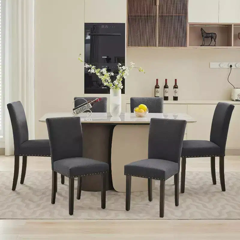 Dining Chairs Set of 2, Upholstered Diner Room Chair Sets, Fabric Kitchen Chairs with Nailhead Wood Legs and Padded Cushion, for Living Room