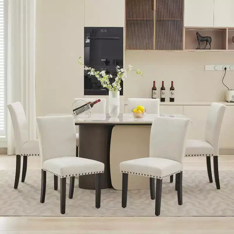 Dining Chairs Set of 2, Upholstered Diner Room Chair Sets, Fabric Kitchen Chairs with Nailhead Wood Legs and Padded Cushion, for Living Room