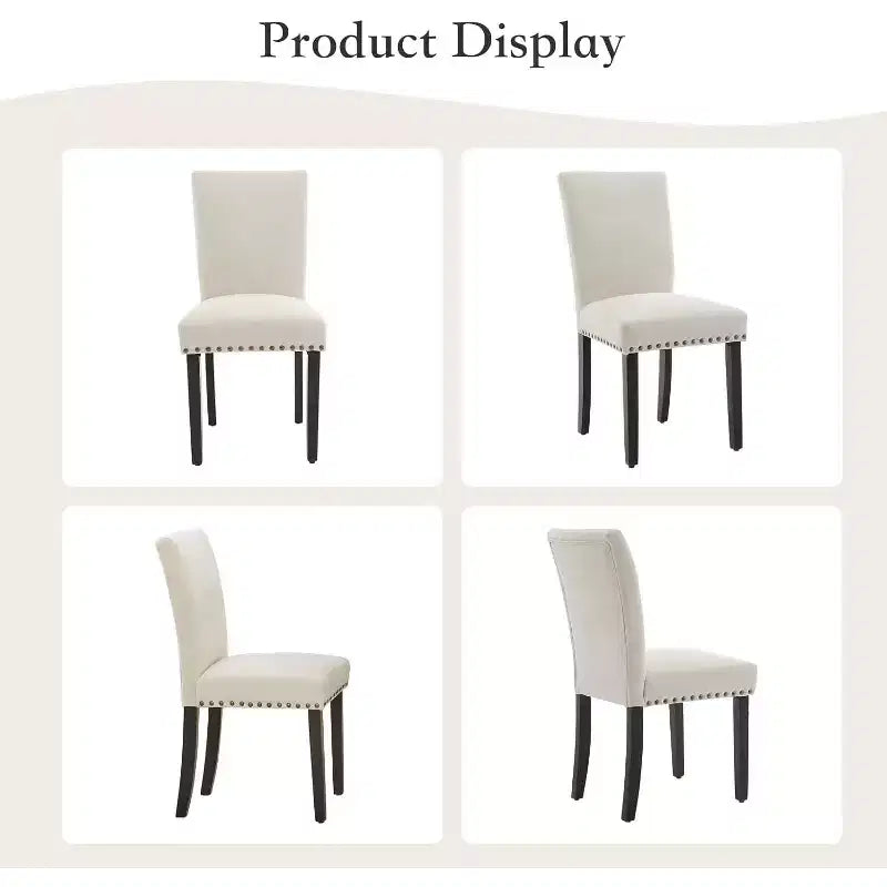 Dining Chairs Set of 2, Upholstered Diner Room Chair Sets, Fabric Kitchen Chairs with Nailhead Wood Legs and Padded Cushion, for Living Room