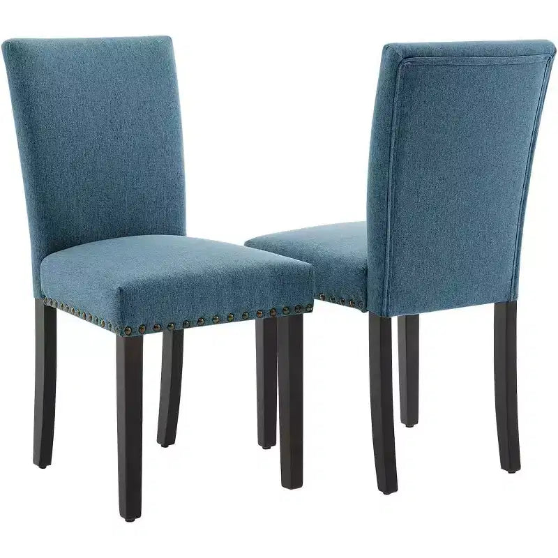 Dining Chairs Set of 2, Upholstered Diner Room Chair Sets, Fabric Kitchen Chairs with Nailhead Wood Legs and Padded Cushion, for Living Room