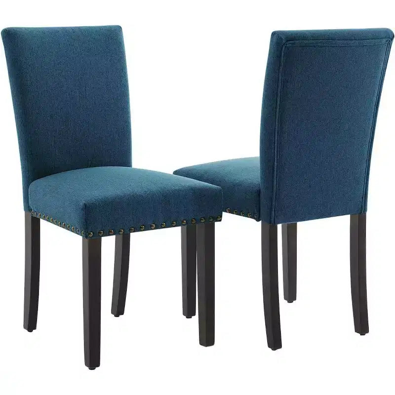 Dining Chairs Set of 2, Upholstered Diner Room Chair Sets, Fabric Kitchen Chairs with Nailhead Wood Legs and Padded Cushion, for Living Room