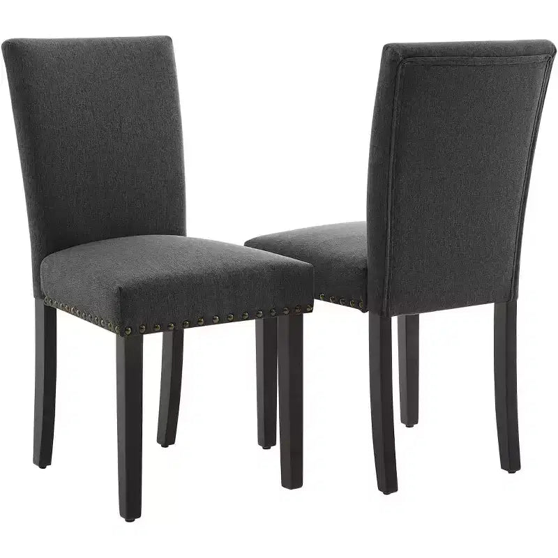 Dining Chairs Set of 2, Upholstered Diner Room Chair Sets, Fabric Kitchen Chairs with Nailhead Wood Legs and Padded Cushion, for Living Room