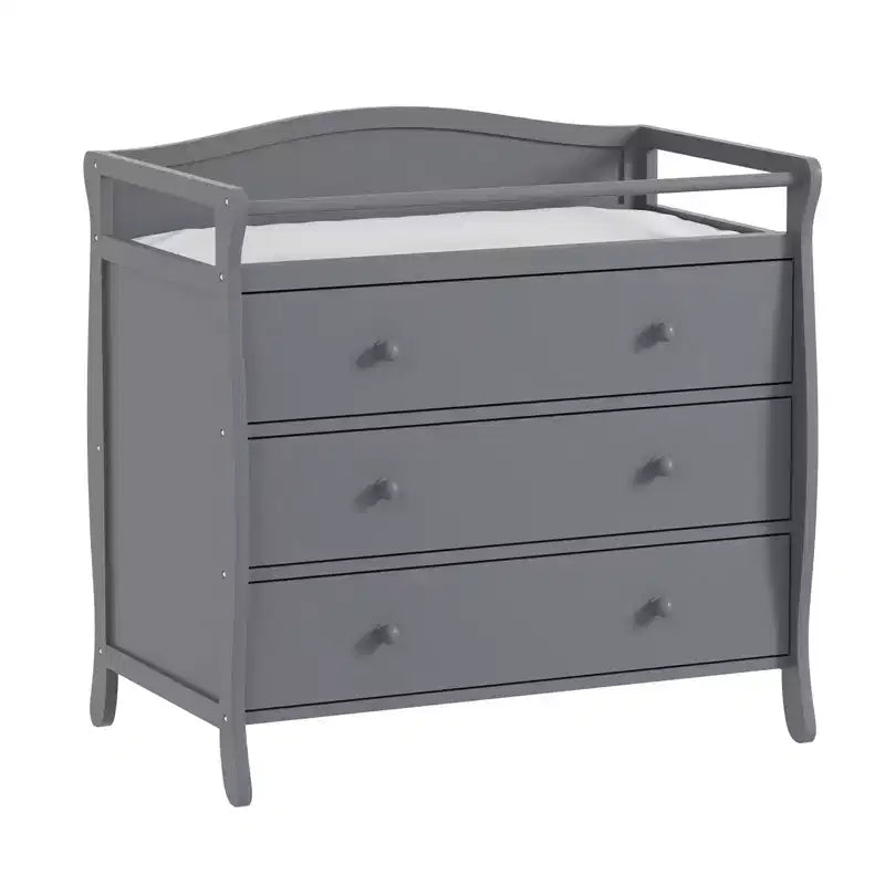 3-Drawer Changing Table, Wooden Diaper Changing Table,Infant Diaper Changing Station Dresser with 3 Drawers, Safety Rail & Strap for Bedroom, Nursery