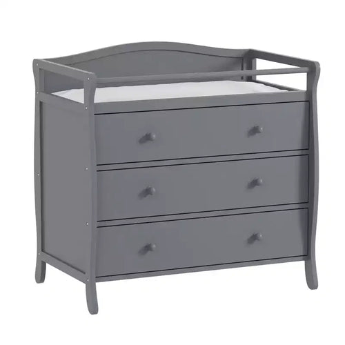 3-Drawer Changing Table, Wooden Diaper Changing Table,Infant Diaper Changing Station Dresser with 3 Drawers, Safety Rail & Strap for Bedroom, Nursery