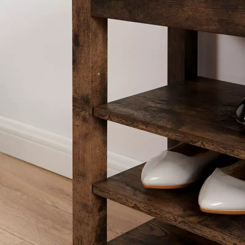 Storage Bench with Cushion, Shoe Changing Bench with Hidden Storage, 3-Tier Shoe Organizer for Entryway - ModernLuxe