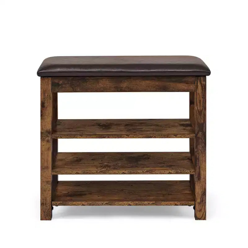Storage Bench with Cushion, Shoe Changing Bench with Hidden Storage, 3-Tier Shoe Organizer for Entryway - ModernLuxe