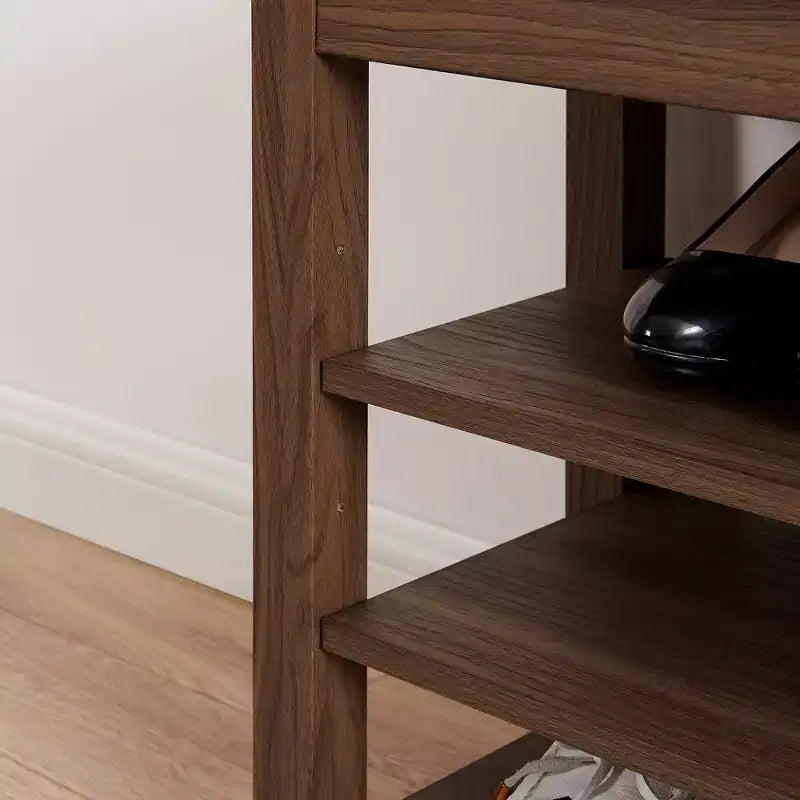 Storage Bench with Cushion, Shoe Changing Bench with Hidden Storage, 3-Tier Shoe Organizer for Entryway - ModernLuxe