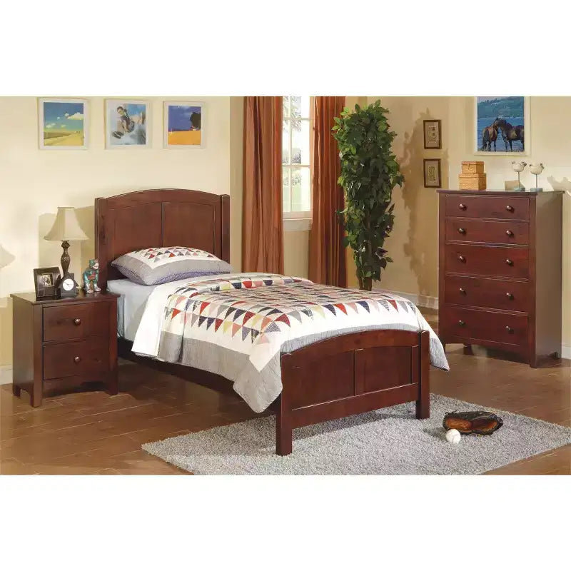 Okak Modern 5-Drawer Chest of Dresser, Plywood & Pine Veneer Bedroom Furniture for Living Room, Entry, Hallway