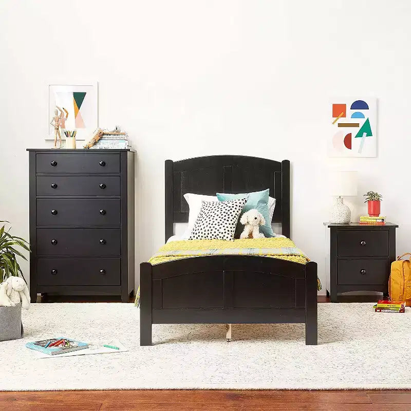 Okak Modern 5-Drawer Chest of Dresser, Plywood & Pine Veneer Bedroom Furniture for Living Room, Entry, Hallway
