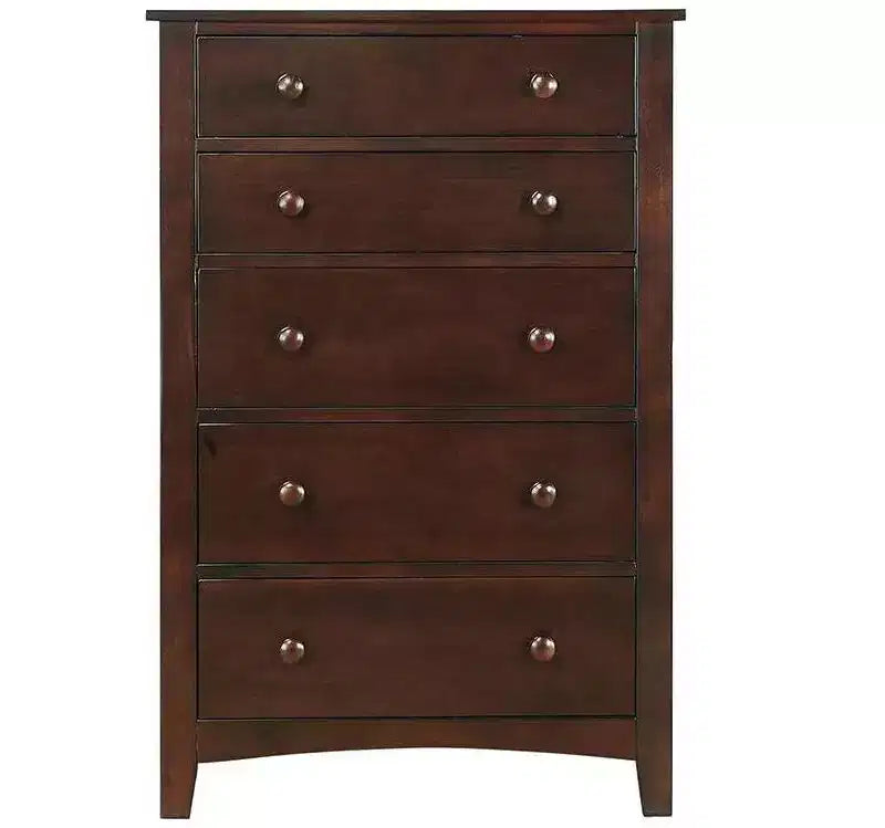 Okak Modern 5-Drawer Chest of Dresser, Plywood & Pine Veneer Bedroom Furniture for Living Room, Entry, Hallway