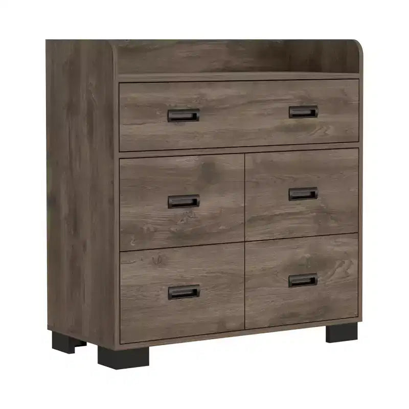 Okak Modern Bedroom Dresser Nightstand with 1 Double & 4 Single Drawers, Ample Storage Chest Cabinet for Living Room Hallway Entryway