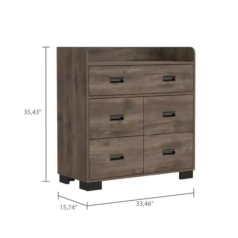 Okak Modern Bedroom Dresser Nightstand with 1 Double & 4 Single Drawers, Ample Storage Chest Cabinet for Living Room Hallway Entryway