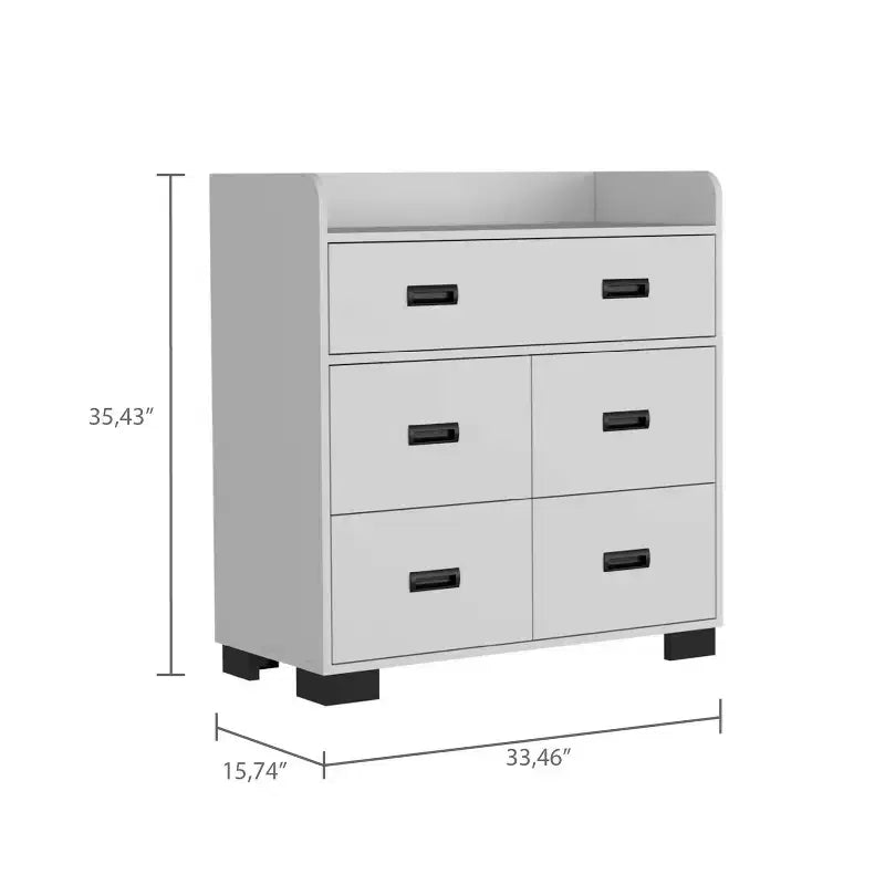 Okak Modern Bedroom Dresser Nightstand with 1 Double & 4 Single Drawers, Ample Storage Chest Cabinet for Living Room Hallway Entryway