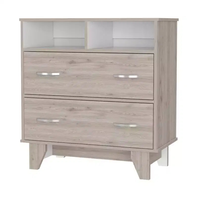 Okak Elegant Bedroom Dresser Nightstand with 2 Drawers & 2-Shelf, Ample Storage Chest Cabinet for Living Room Hallway Entryway