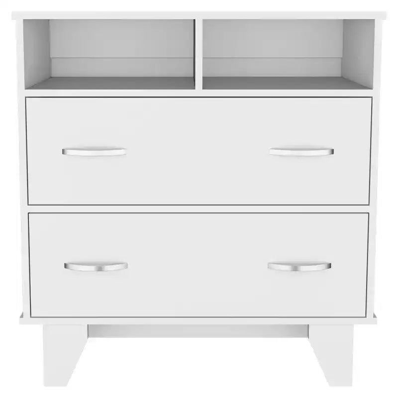 Okak Elegant Bedroom Dresser Nightstand with 2 Drawers & 2-Shelf, Ample Storage Chest Cabinet for Living Room Hallway Entryway