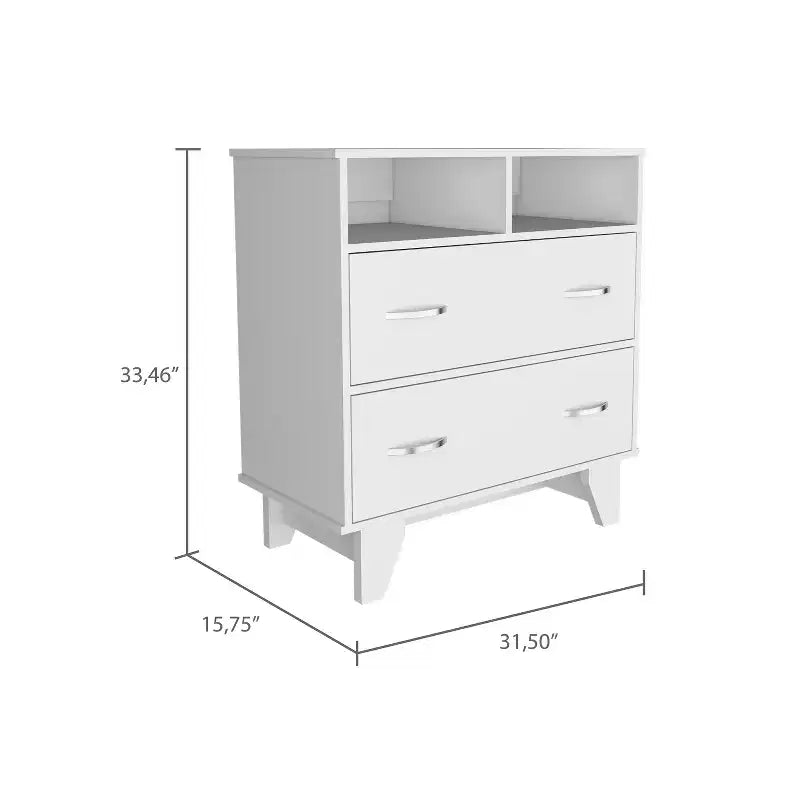Okak Elegant Bedroom Dresser Nightstand with 2 Drawers & 2-Shelf, Ample Storage Chest Cabinet for Living Room Hallway Entryway