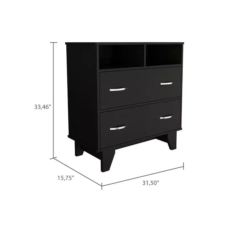 Okak Elegant Bedroom Dresser Nightstand with 2 Drawers & 2-Shelf, Ample Storage Chest Cabinet for Living Room Hallway Entryway