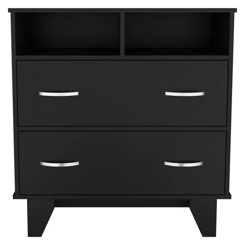 Okak Elegant Bedroom Dresser Nightstand with 2 Drawers & 2-Shelf, Ample Storage Chest Cabinet for Living Room Hallway Entryway