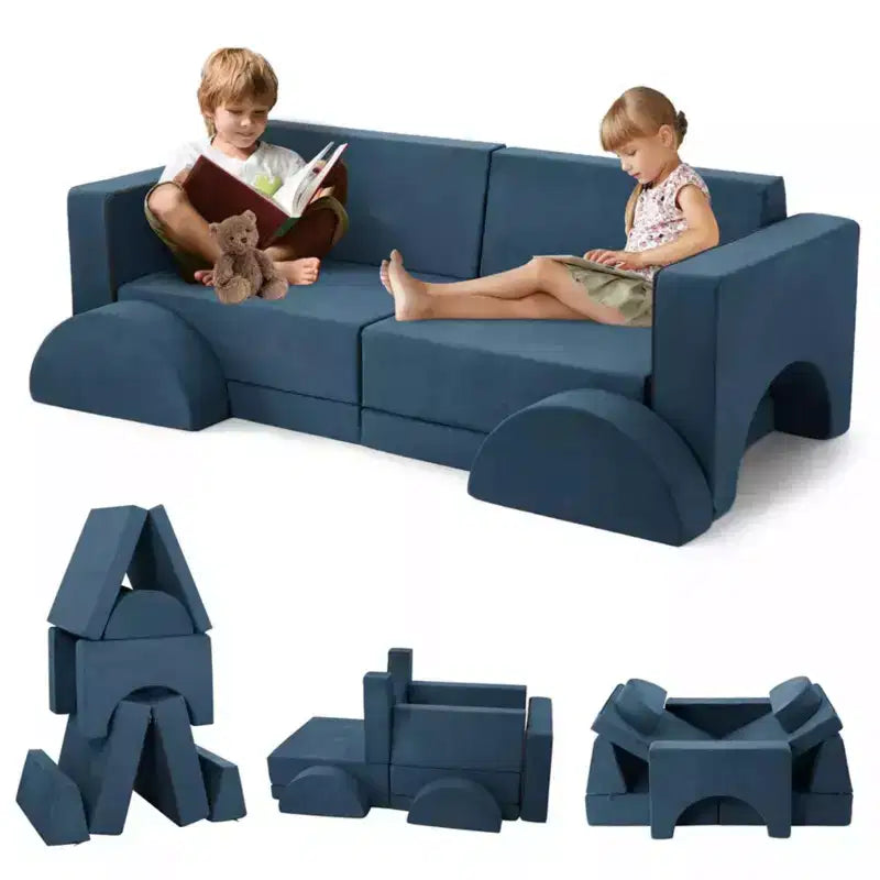 GustoWave 8PCS Toddler Couch Modular Kids Play Couch Sofa, Kids Convertible Sofa with Removable Cover