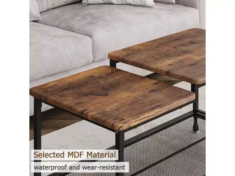Coffee table,industrial living room table,2-story rustic middle table with mesh frame,rectangular coffee table,metal frame, easy to install