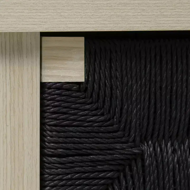 GDFStudio Mona Modern 31.5'' Hand-Woven Rope Wooden Cabinet with 3 Drawers