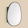 TEHOME Casa Surface Mount Black Bathroom Medicine Cabinet with Mirror, Irregular Asymmetrical Silvered Glass with Adjustable Tempered Glass Shelves