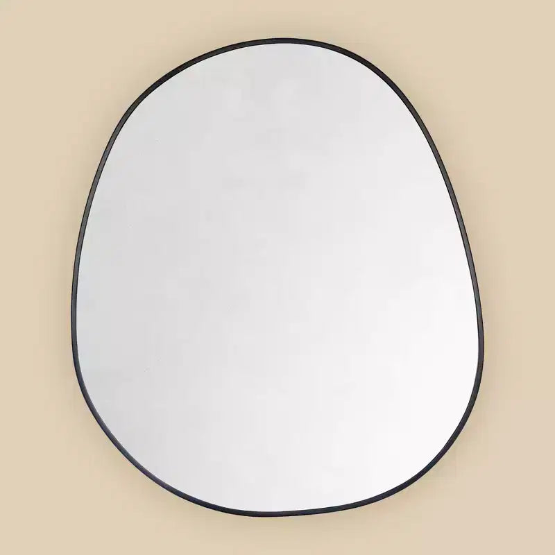 TEHOME Casa Surface Mount Black Bathroom Medicine Cabinet with Mirror, Irregular Asymmetrical Silvered Glass with Adjustable Tempered Glass Shelves
