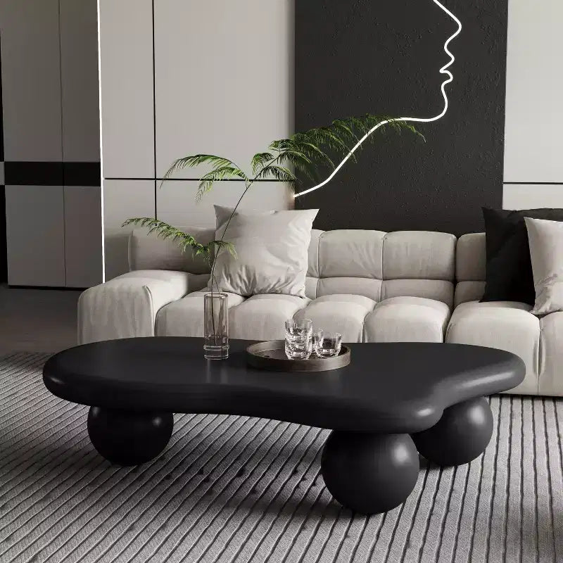 47Cloud Shaped Coffee Table with 3 Ball Legs for Living Room