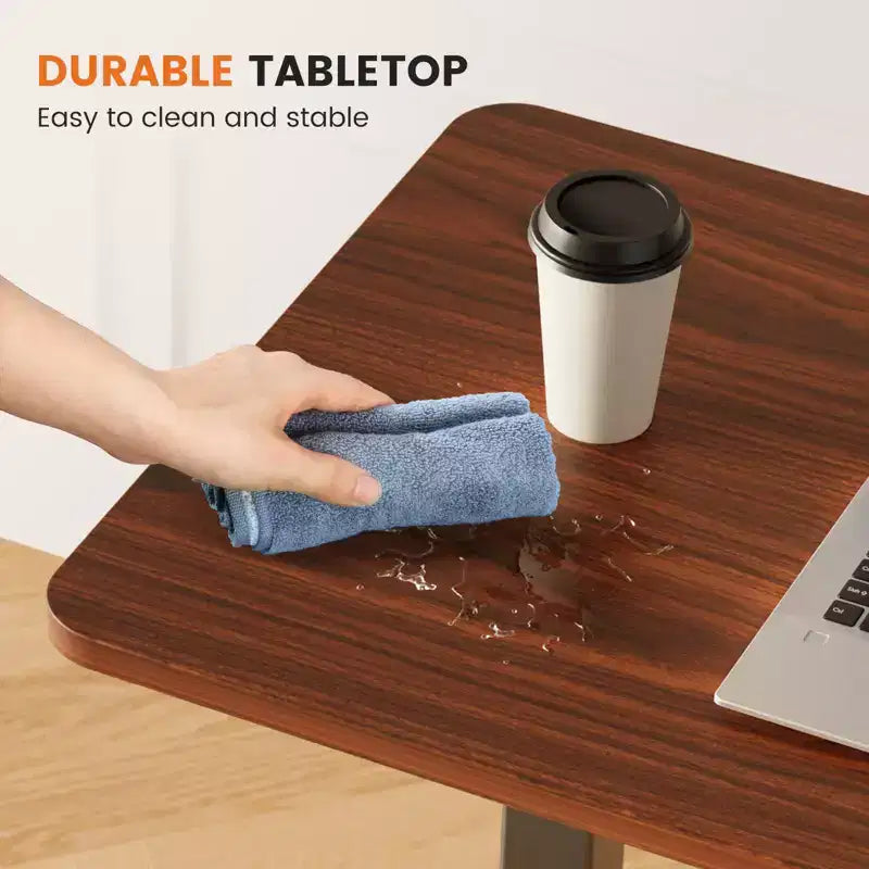 Adjustable Mobile Overbed Table with Wheels, Rolling Laptop Computer Desk and Mobile Standing Table for Home and Hospital-27.5 x 15.7 x 43.3(Brown)