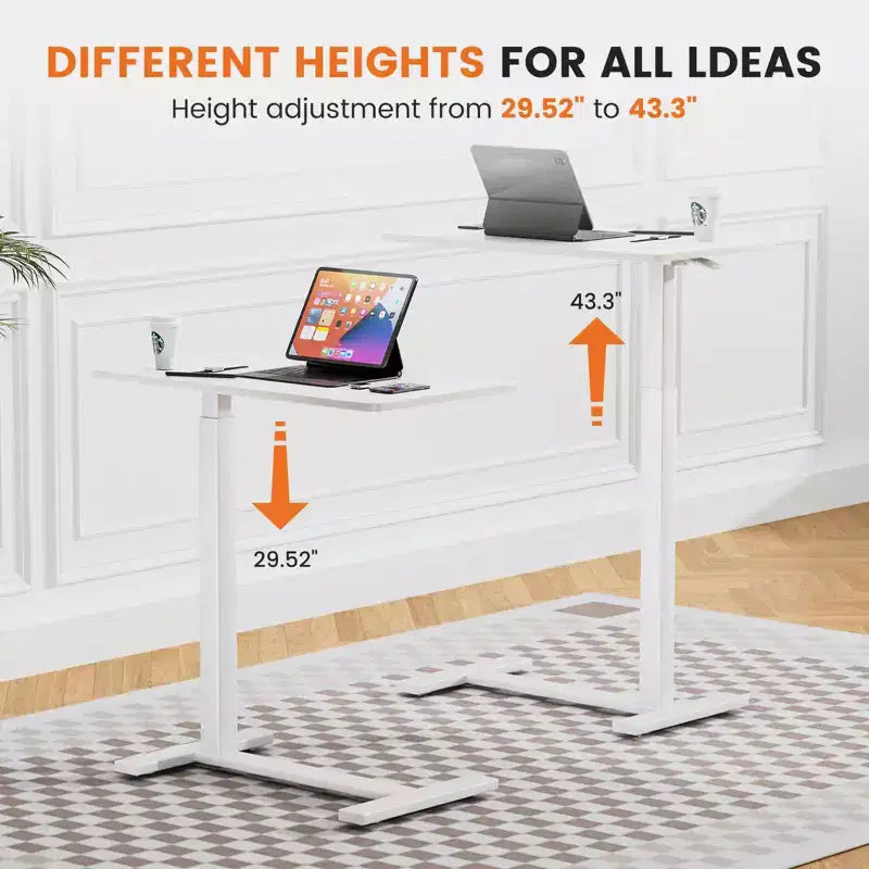 Adjustable Mobile Overbed Table with Wheels, Rolling Laptop Computer Desk and Mobile Standing Table for Home and Hospital-27.5 x 15.7 x 43.3(White)