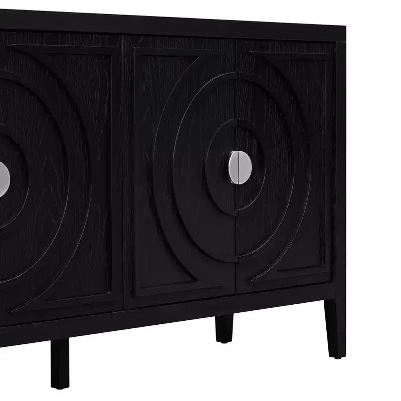 MAYEERTY Retro Sideboard Door with Circular Groove Design Round Metal Door Handle for Entrance Dining Room Black